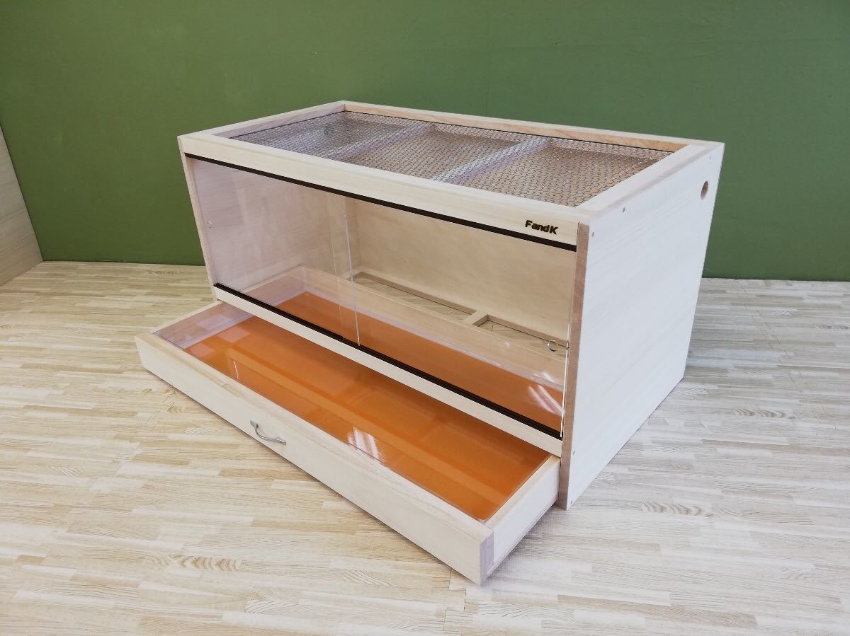 ＦandＫ爬虫類木製ケージ　引き出し仕様　900×450×450 F and K 爬虫類木製ケージ 即納品 引き出し仕様 幅900奥行450高さ450㎜