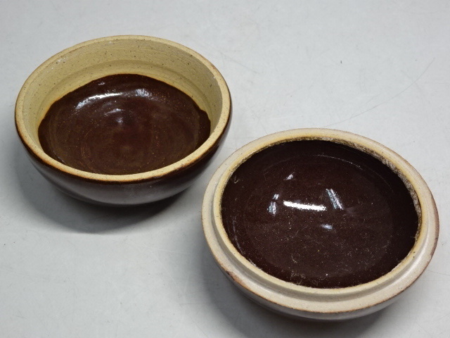 ★茨城 山口明軒作【木の葉天目 香合④】直径7.7cm　高さ5.6cm　底に銘あり　茶道具 笠間 茶器　京都 木村盛和に師事_6