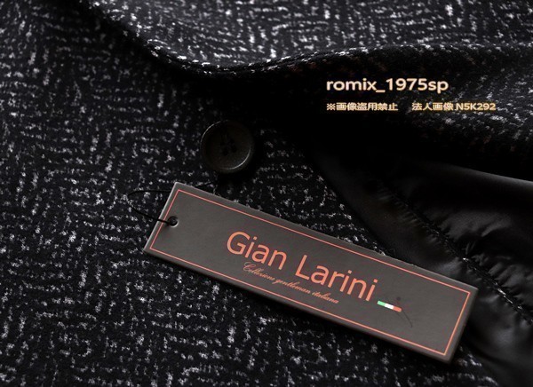 新品◆平日即日発送 52*Gian Larini*高品質 肉厚ウール ツイード ゼブラ柄 チェスターコート 黒灰/XXL程度 メンズ ゆったり感 ドレスコート