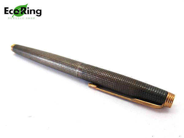 1円 パーカー シルバー製格子柄 ペン先14K 万年筆 BV732