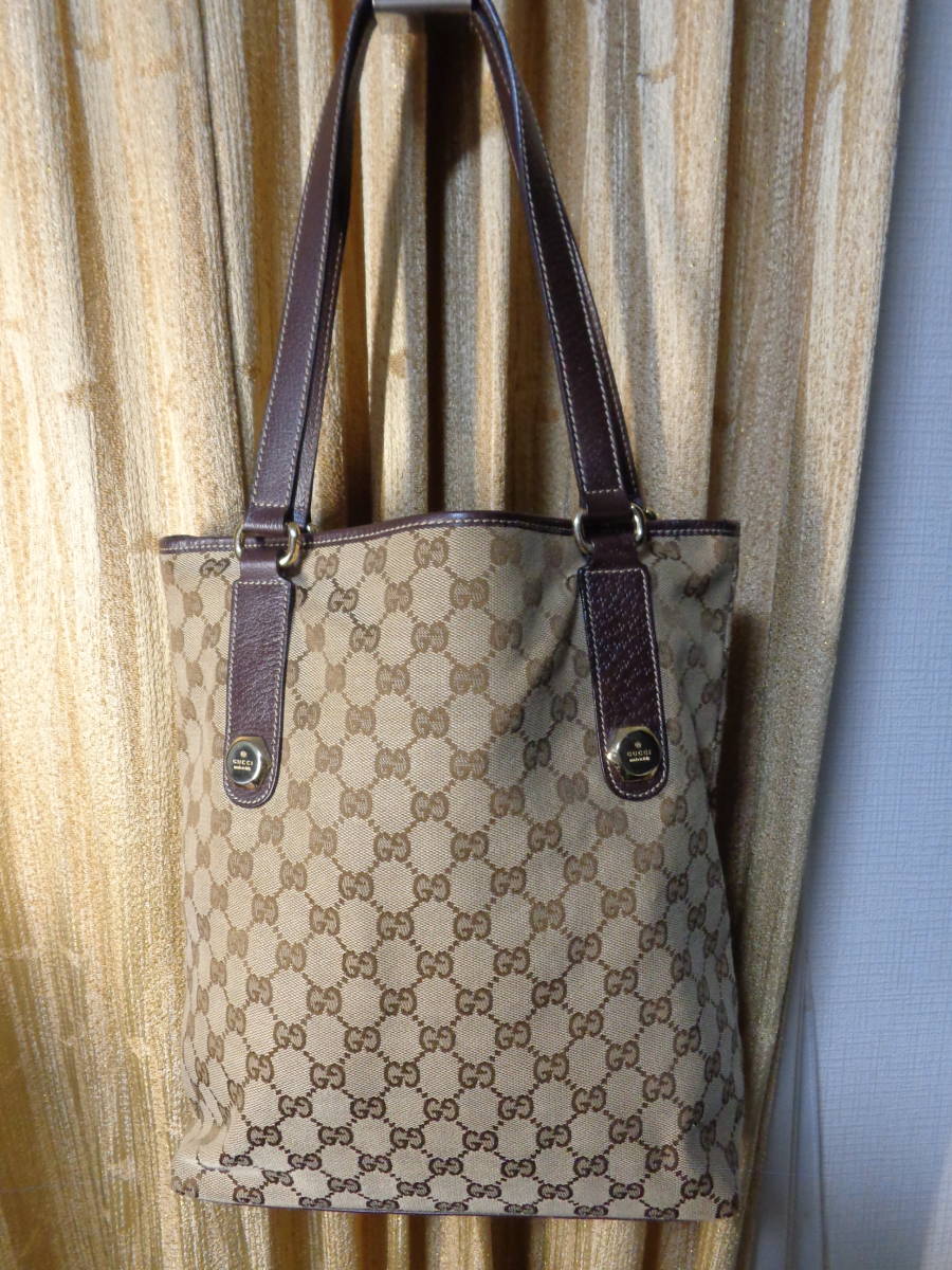 トートバッグ グッチ GG柄 (GUCCI ・ベージュ＆ダークブラウン GUCCI