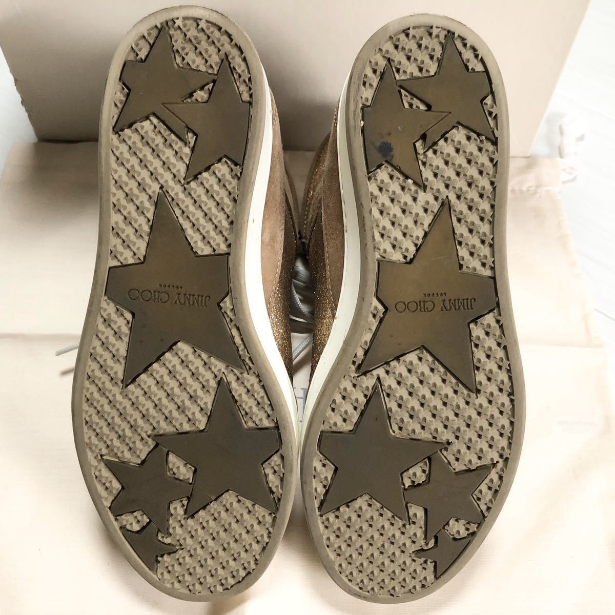 Jimmy Choo グリッター×スエードレザーハイカットスニーカー35 22.5 