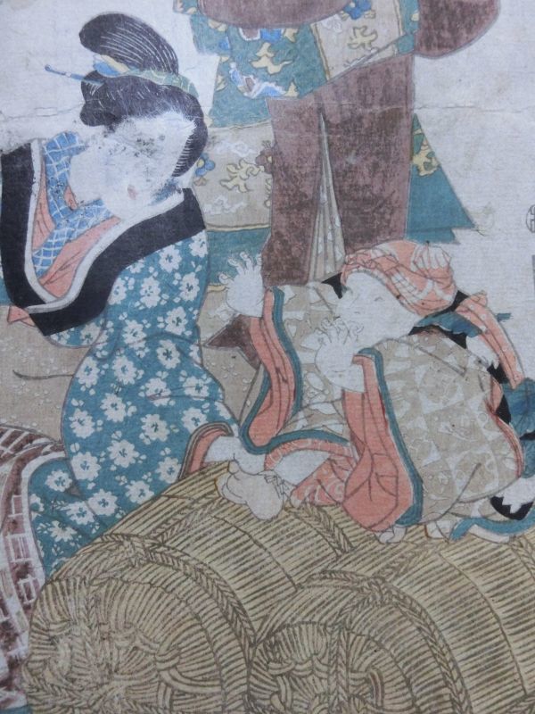 歌川国貞/見立七婦人☆米俵/子供/大判/浮世絵/錦絵/美人画/木版画/摺物