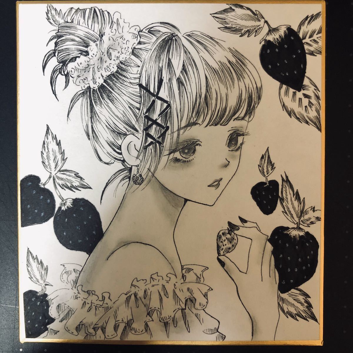 オリジナルモノクロ手描きイラスト いちご 手描きイラスト 売買されたオークション情報 Yahooの商品情報をアーカイブ公開 オークファン Aucfan Com