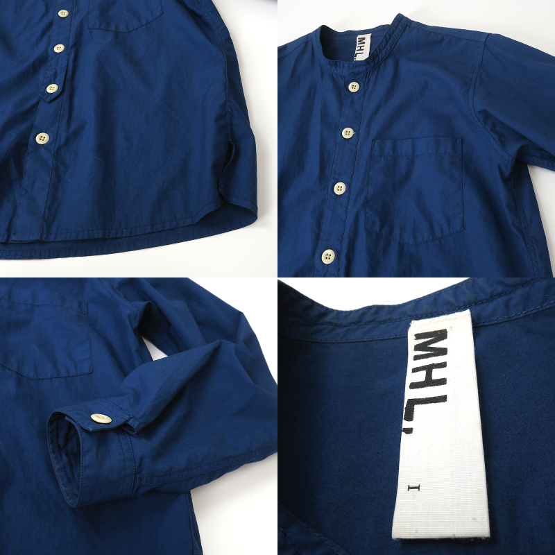 MHL マーガレットハウエル ノーカラーシャツ/長袖 ネイビー/1(M-L