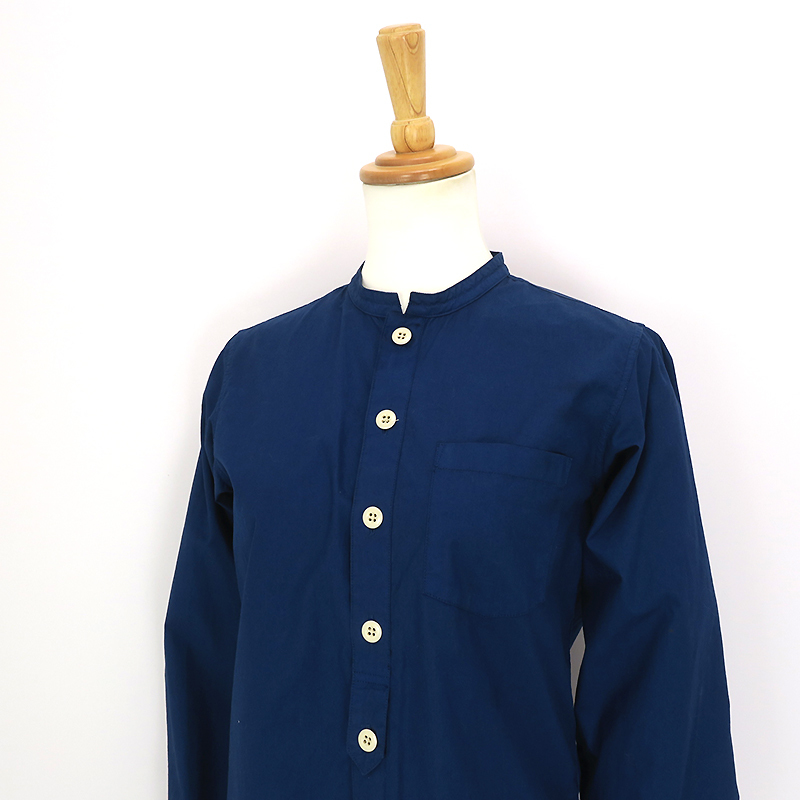 MHL マーガレットハウエル ノーカラーシャツ/長袖 ネイビー/1(M-L
