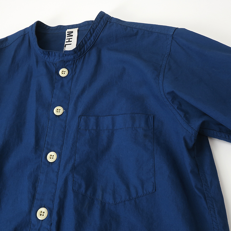 MHL マーガレットハウエル ノーカラーシャツ/長袖 ネイビー/1(M-L