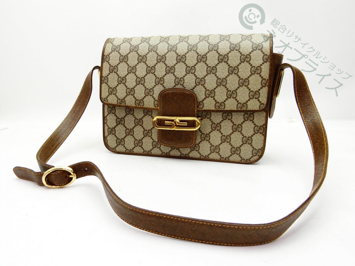 お得，2025 ◇N18989 GUCCI オールドグッチ PVC × レザー ショルダー 