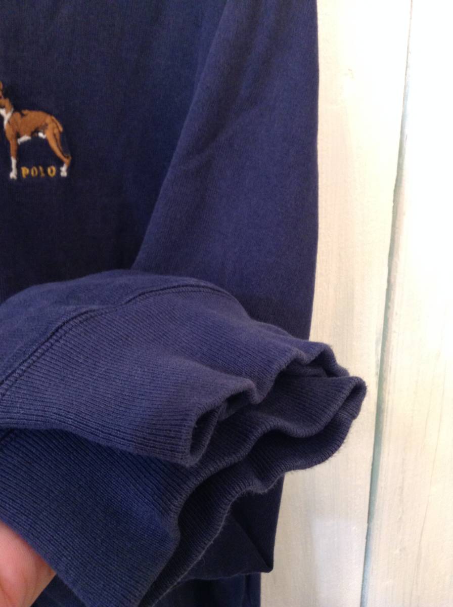 Ralph Lauren ラルフローレン ラガーシャツ ラグビー コットン長袖ポロシャツ メンズL～XL 濃い紺 良品 Lauren POLO ラガーシャツ ポロラルフローレン 90年代 ポロ、ラガ
