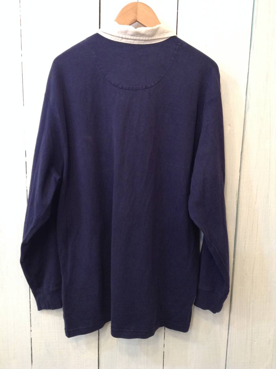 Ralph Lauren ラルフローレン ラガーシャツ ラグビー コットン長袖ポロシャツ メンズL～XL 濃い紺 良品 Lauren POLO ラガーシャツ ポロラルフローレン 90年代 ポロ、ラガ
