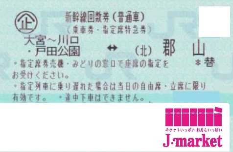 乗車券/交通券 新幹線 回数券 東京⇔仙台 3枚