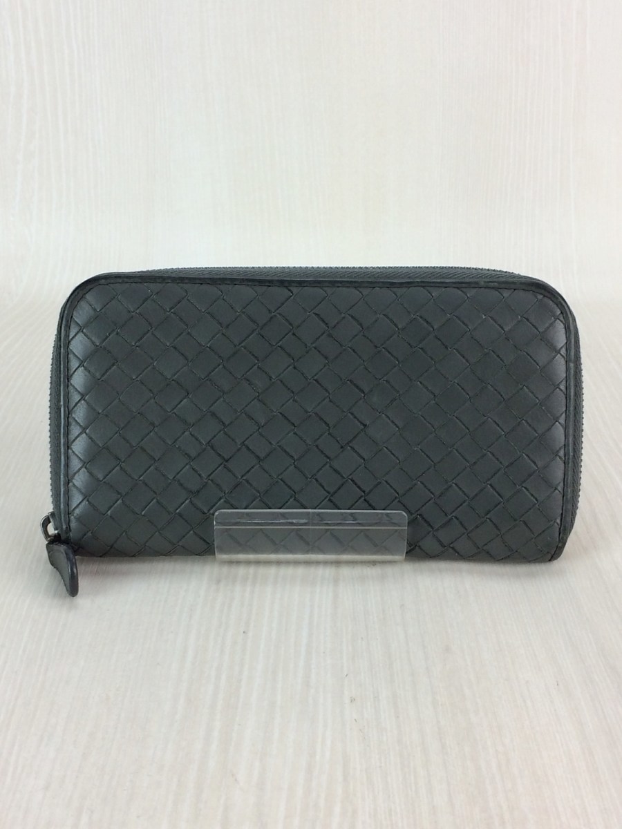 BOTTEGA VENETA ラウンドファスナー長財布 イントレチャート グレー