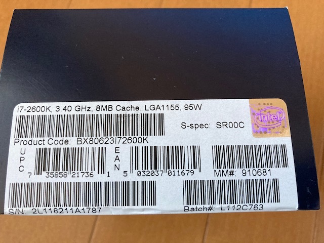 中古送料無料 Intel CPU Core i7-2600K BOX 3.4GHz 8Mキャッシュ 4コア