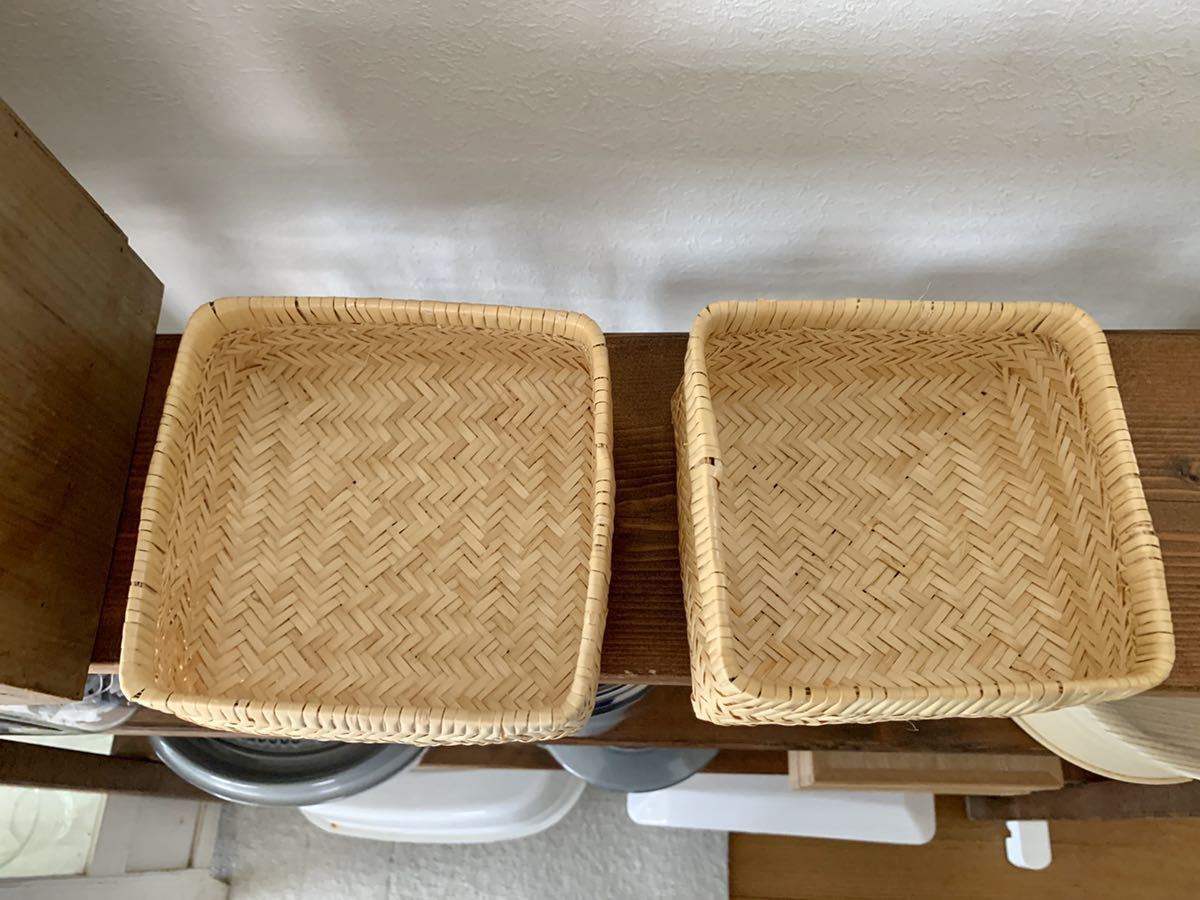 最新作，限定SALE】 竹籠・お弁当箱・収納箱・かご・柳行李・古民具・