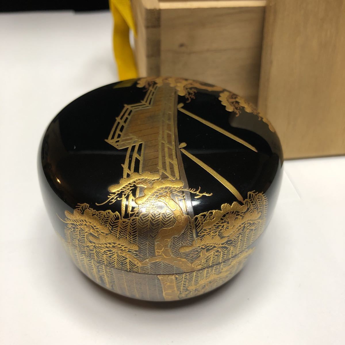 W388 棗 『竹林蒔絵』『平棗』『塗師 多田桂寛 作』 共箱 茶道具