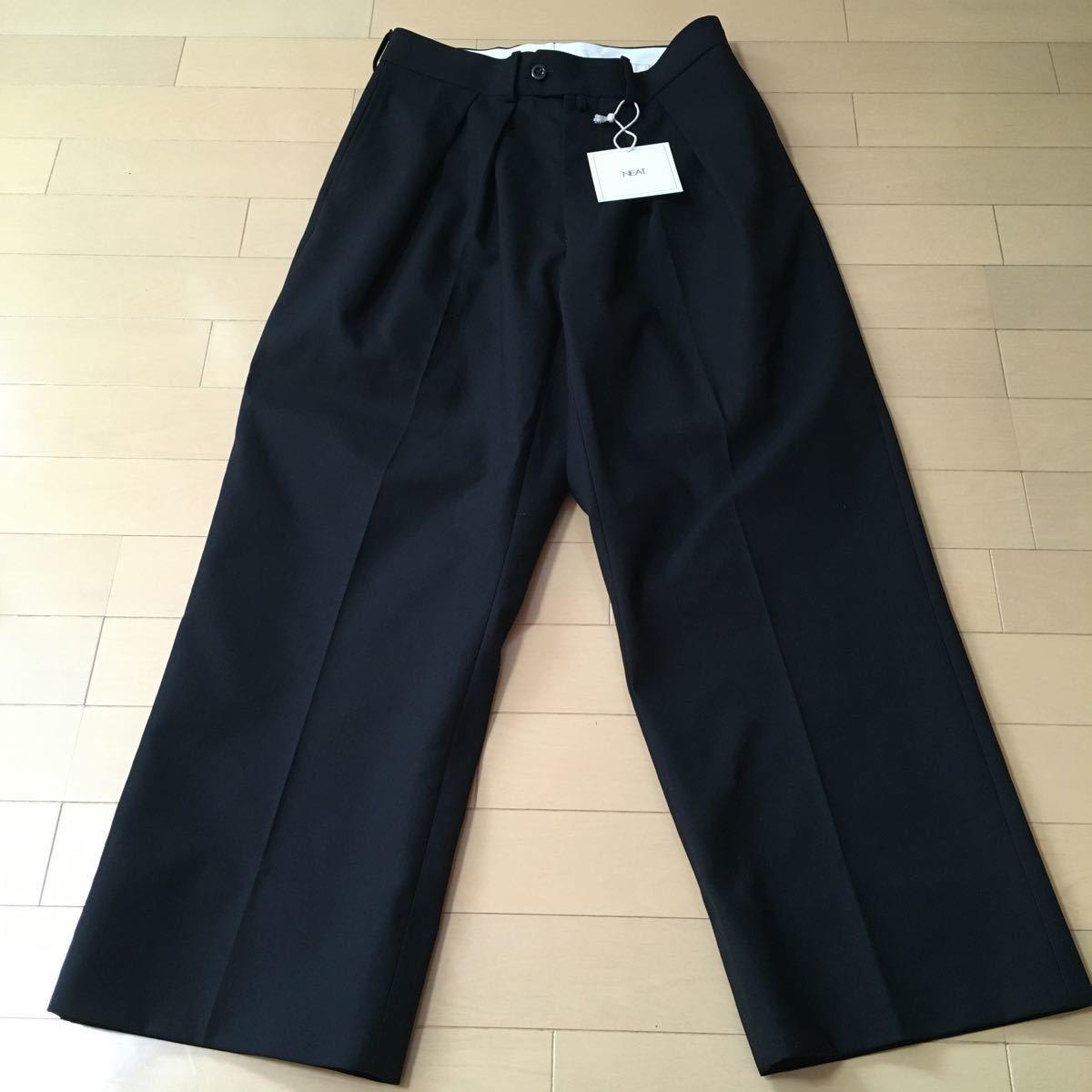 【人気】NEAT ニート ホップサック ブラック スラックス 新品 未使用］20SS NEAT Hopsack-Wide ホップサック ブラック 44