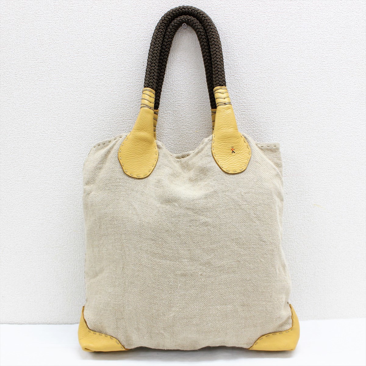 HENRY BEGUELIN エンリー ベグリン リネン×レザー トートバッグ オミノ