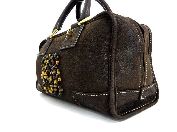 美品】ロエベ アマソナ28 無くなる デニム ビーズ アナグラム ミニ 