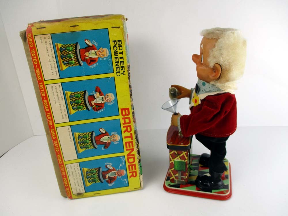 野村トーイ 1950年代製 バーテンダー 箱付き 完動美品 高さ約30cm