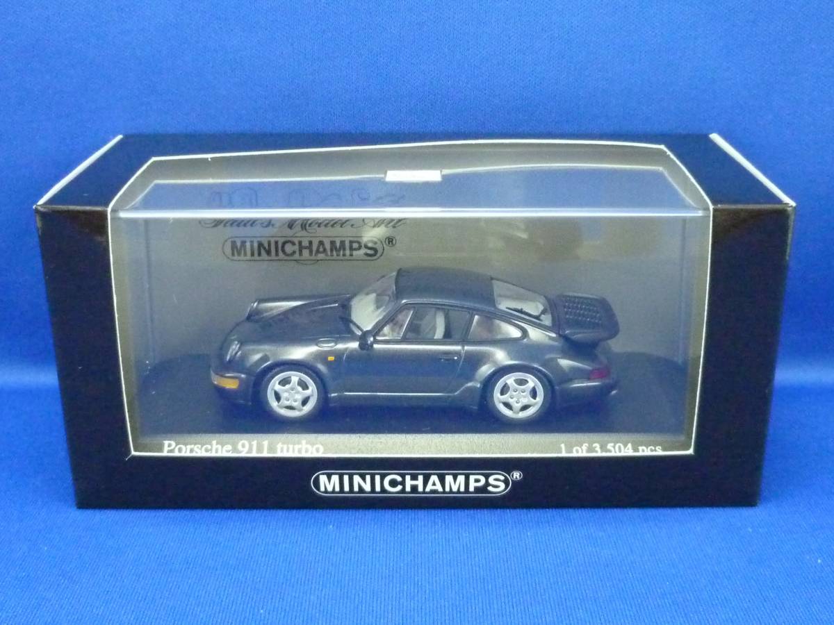 ⑥ミニチャンプス 1/43 ポルシェ 911 turbo 1990 Black metallic