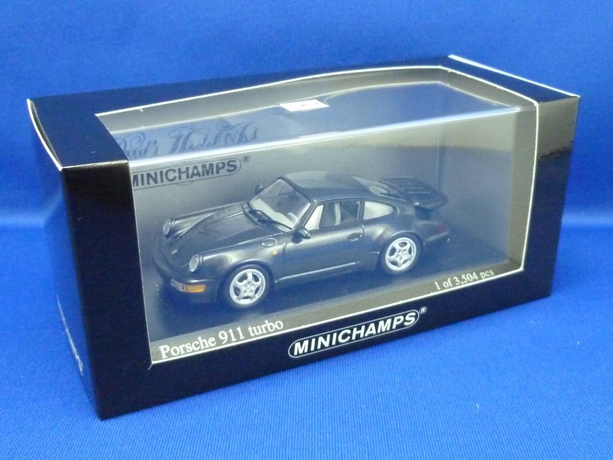 ⑥ミニチャンプス 1/43 ポルシェ 911 turbo 1990 Black metallic