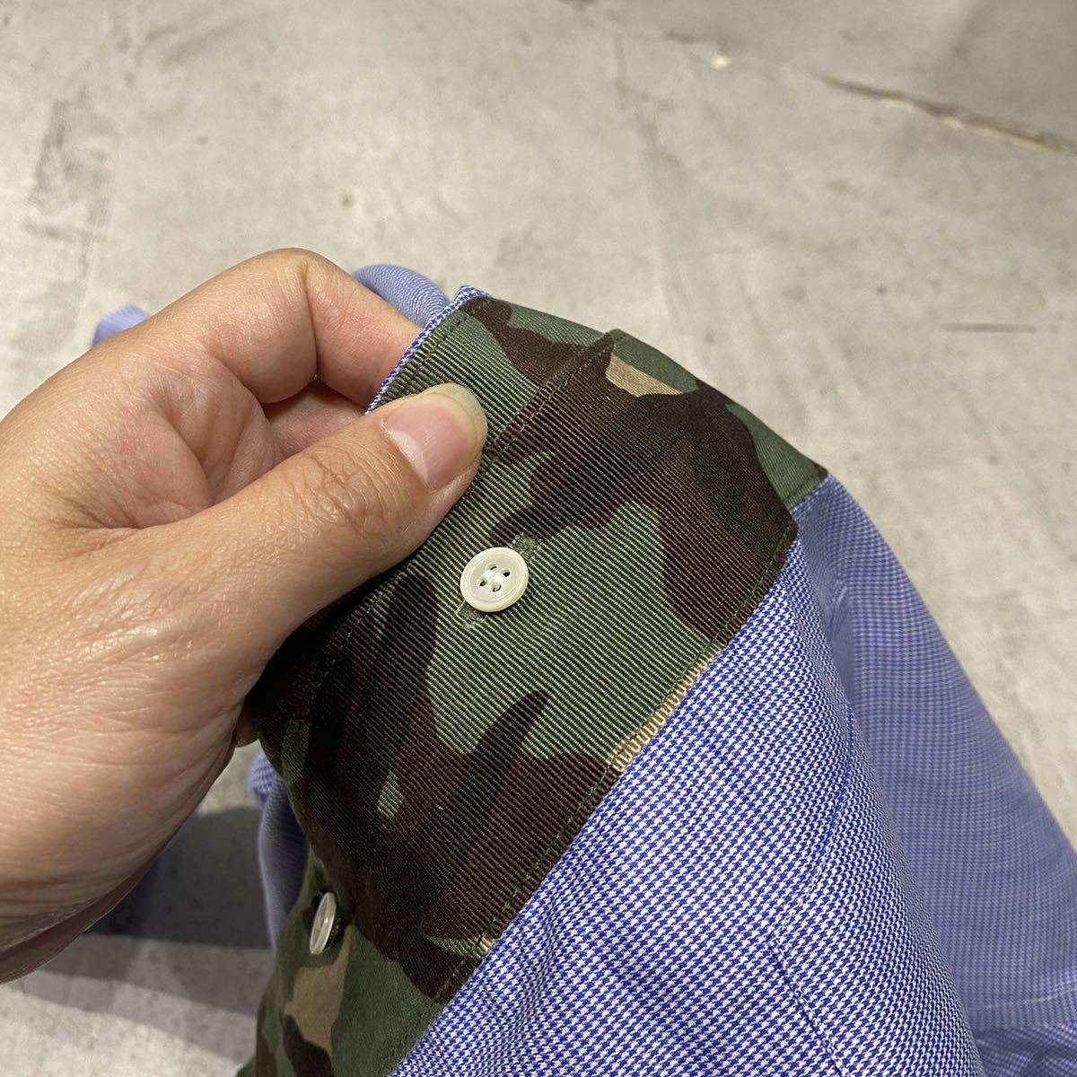 12ss COMME des GARCONS HOMME コム デ ギャルソン オム ギンガム チェック x カモ パイピング シャツ サイズ S Comme Garçons Homme 希少 Black HERO