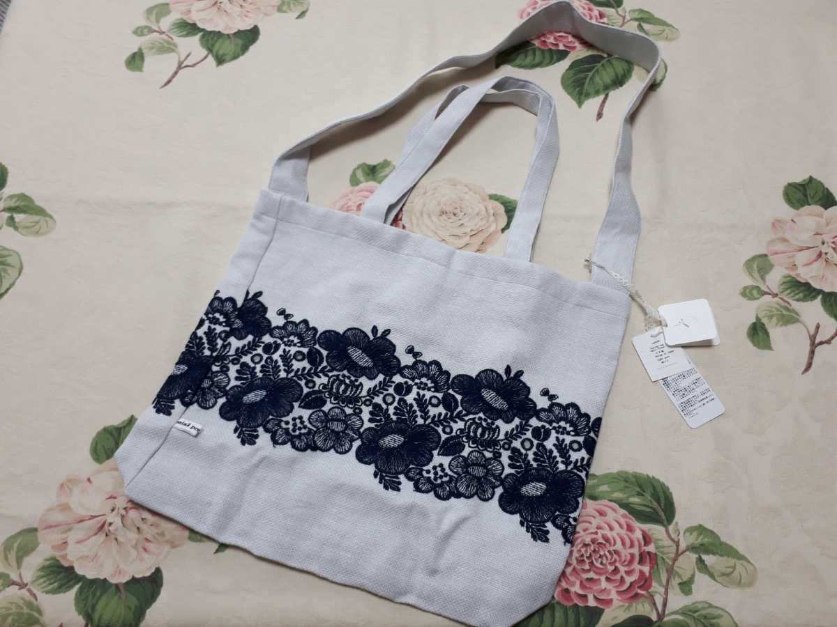 即決◇mina perhonen◇holiday bag smile flower 大 light gray★新品未使用