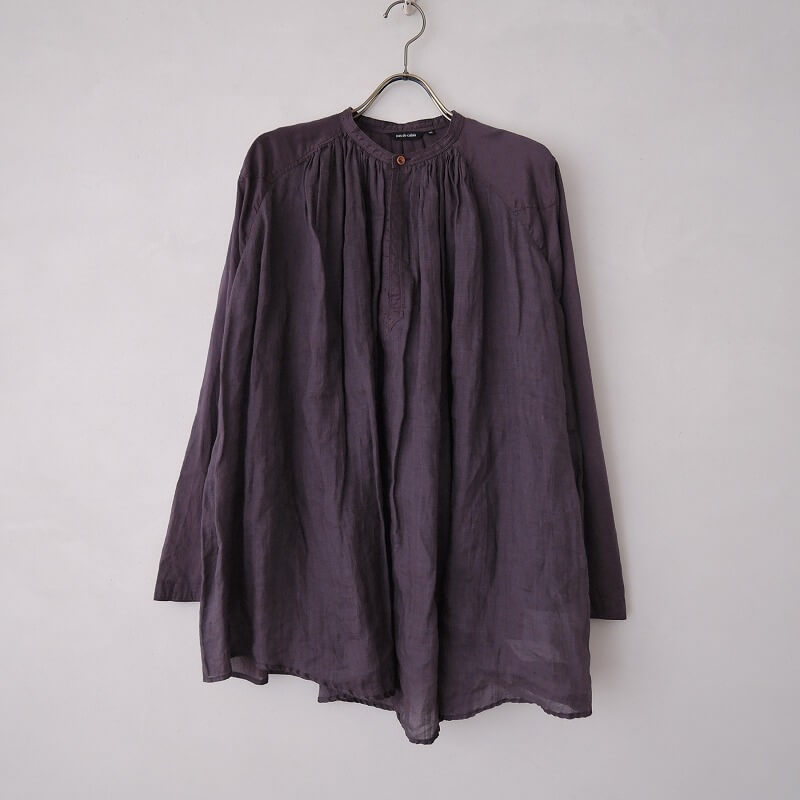 □パドカレ pas de calais *リネン混ギャザーブラウス*36シャツ麻混