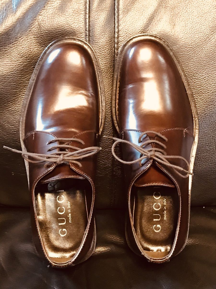 プレーントゥ グッチ 革靴 レザー レースアップ シューズ ウェブ GUCCI
