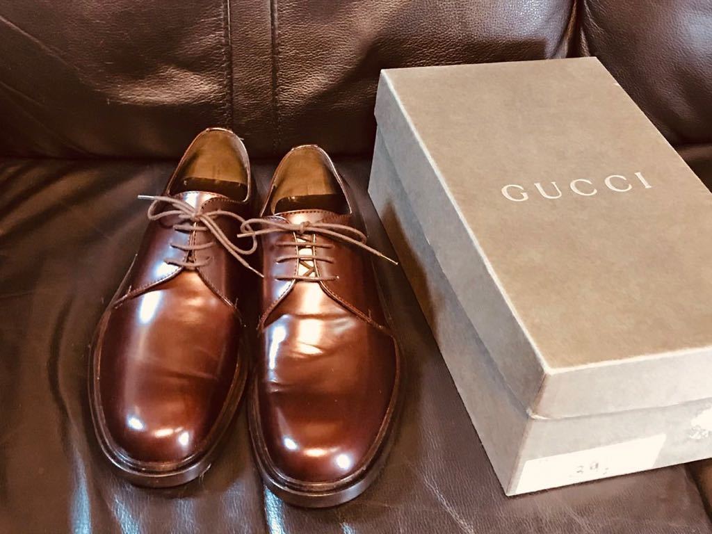 プレーントゥ グッチ 革靴 レザー レースアップ シューズ ウェブ GUCCI