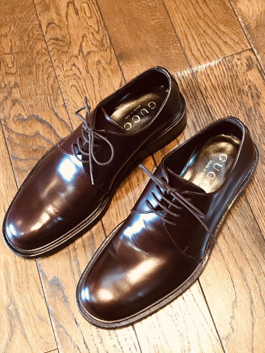 プレーントゥ グッチ 革靴 レザー レースアップ シューズ ウェブ GUCCI