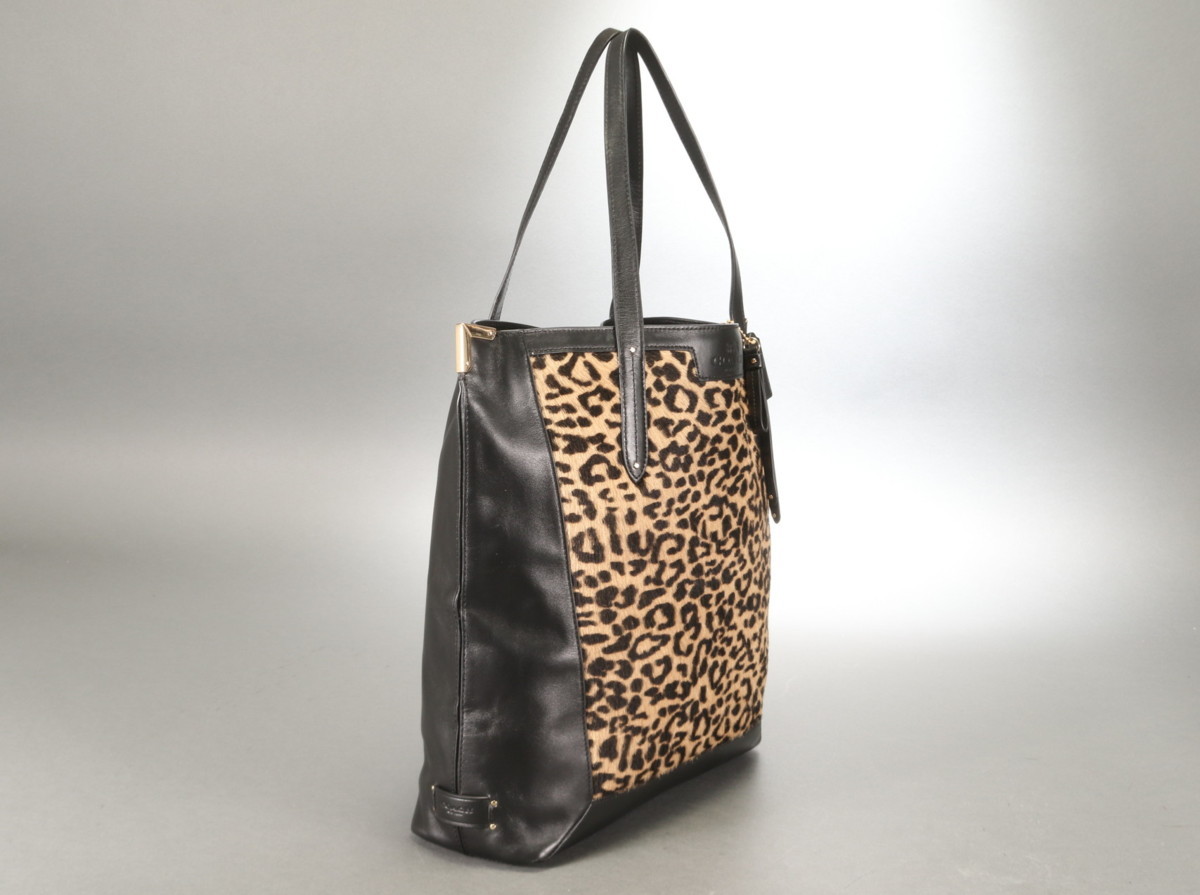 1円□美品□コーチ□ハラコ□レザー□レオパード□トート 1円□美品□コーチ□ハラコ□レザー□レオパード□トート
