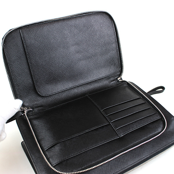 プラダ セカンドバッグ クラッチバッグ 黒 PRADA 美品 VR0051 j408  