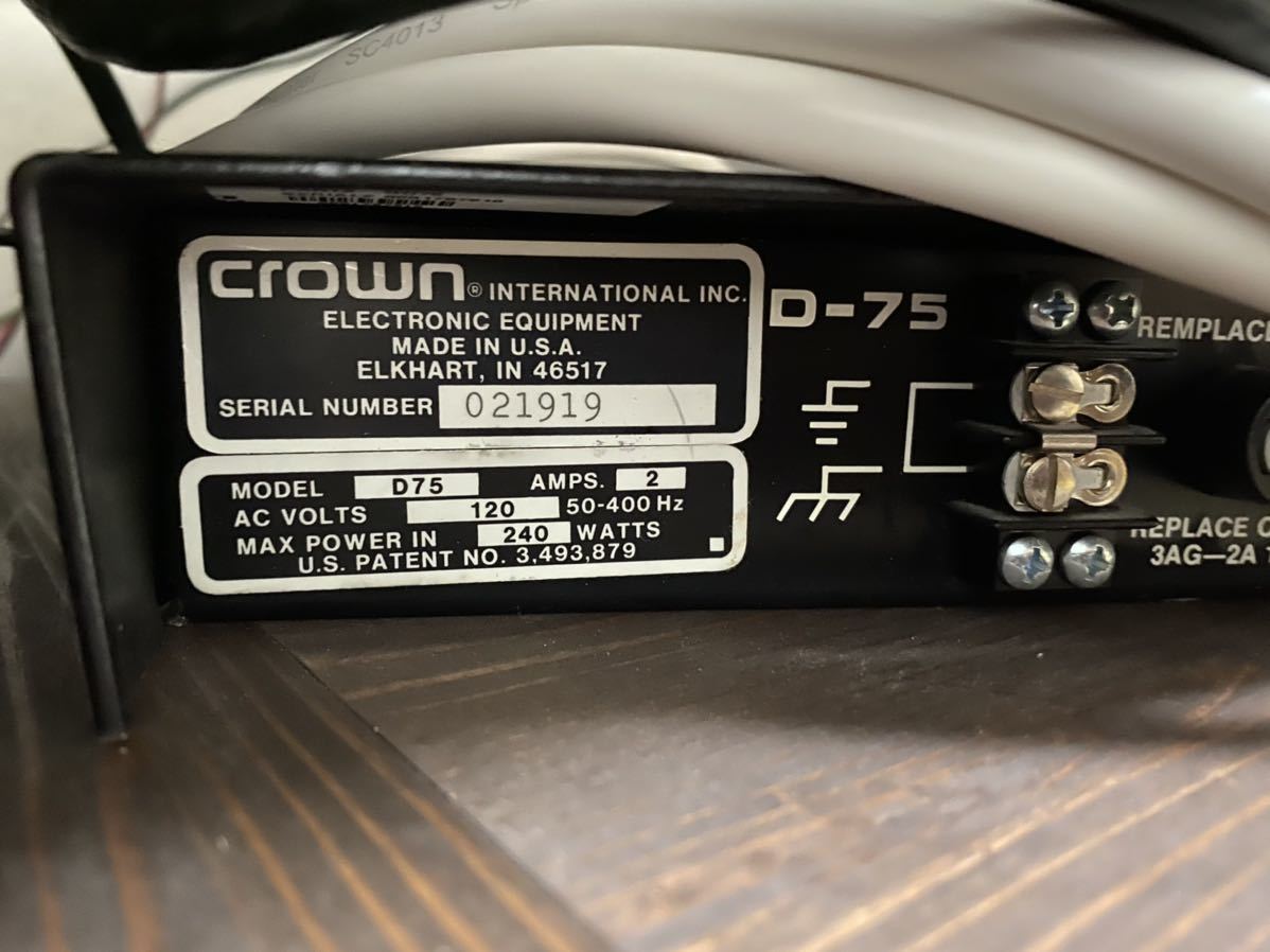 ◆動作品ジャンク◆ crown クラウン D-75 ステレオ パワーアンプ CROWN パワーアンプ D75 D-75A D-75 クラウン 公式 スーパークリーン