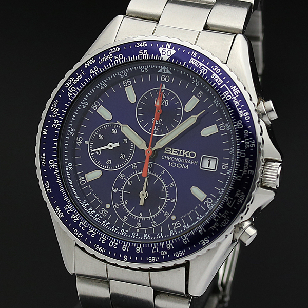 1円☆稼働【セイコー/SEIKO】パイロットクロノグラフ 7T92-0CF0 デイト