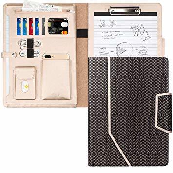 J-ブラック A4タテ 用箋挟 クリップボード A4 バインダー Toplive ノートカバー 収納ポケット搭載 ペンホルダー付_1