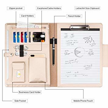 J-ブラック A4タテ 用箋挟 クリップボード A4 バインダー Toplive ノートカバー 収納ポケット搭載 ペンホルダー付_3