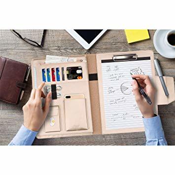 J-ブラック A4タテ 用箋挟 クリップボード A4 バインダー Toplive ノートカバー 収納ポケット搭載 ペンホルダー付_6