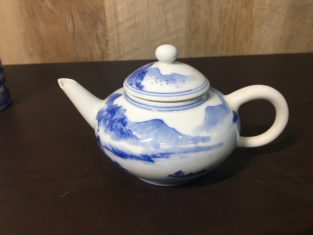☆中古☆ 大清光諸年製 山水画 染付 煎茶 急須 茶壷 中国