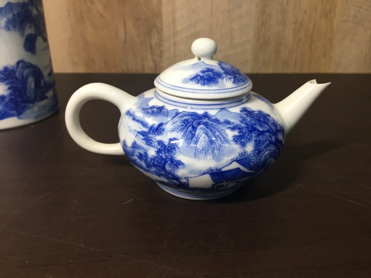 ☆中古☆ 大清光諸年製 山水画 染付 煎茶 急須 茶壷 中国