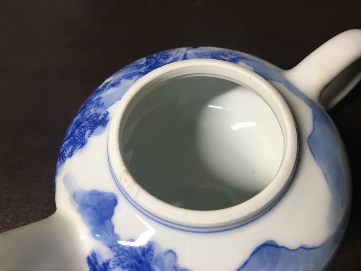 専用 中国 古い 染付 壷 ☆中古☆ 大清光諸年製 山水画 染付 煎茶 急須 茶壷 中国