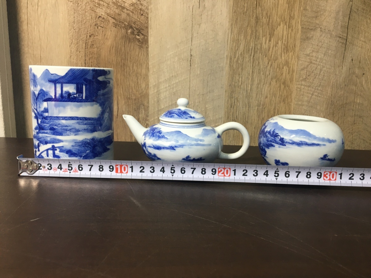 ☆中古☆ 大清光諸年製 山水画 染付 煎茶 急須 茶壷 中国