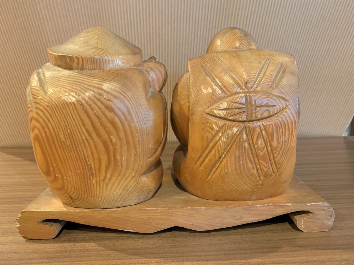 七福神 恵比寿様 大黒様 木彫り 置物 飾り 鯛 打出小槌 袋 恵比寿天