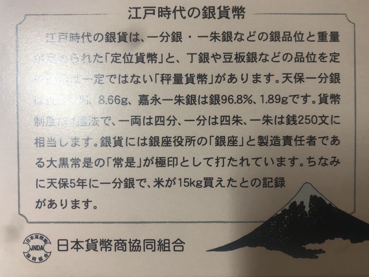 江戸時代の銀貨幣（天保一分銀と嘉永一朱銀） |
