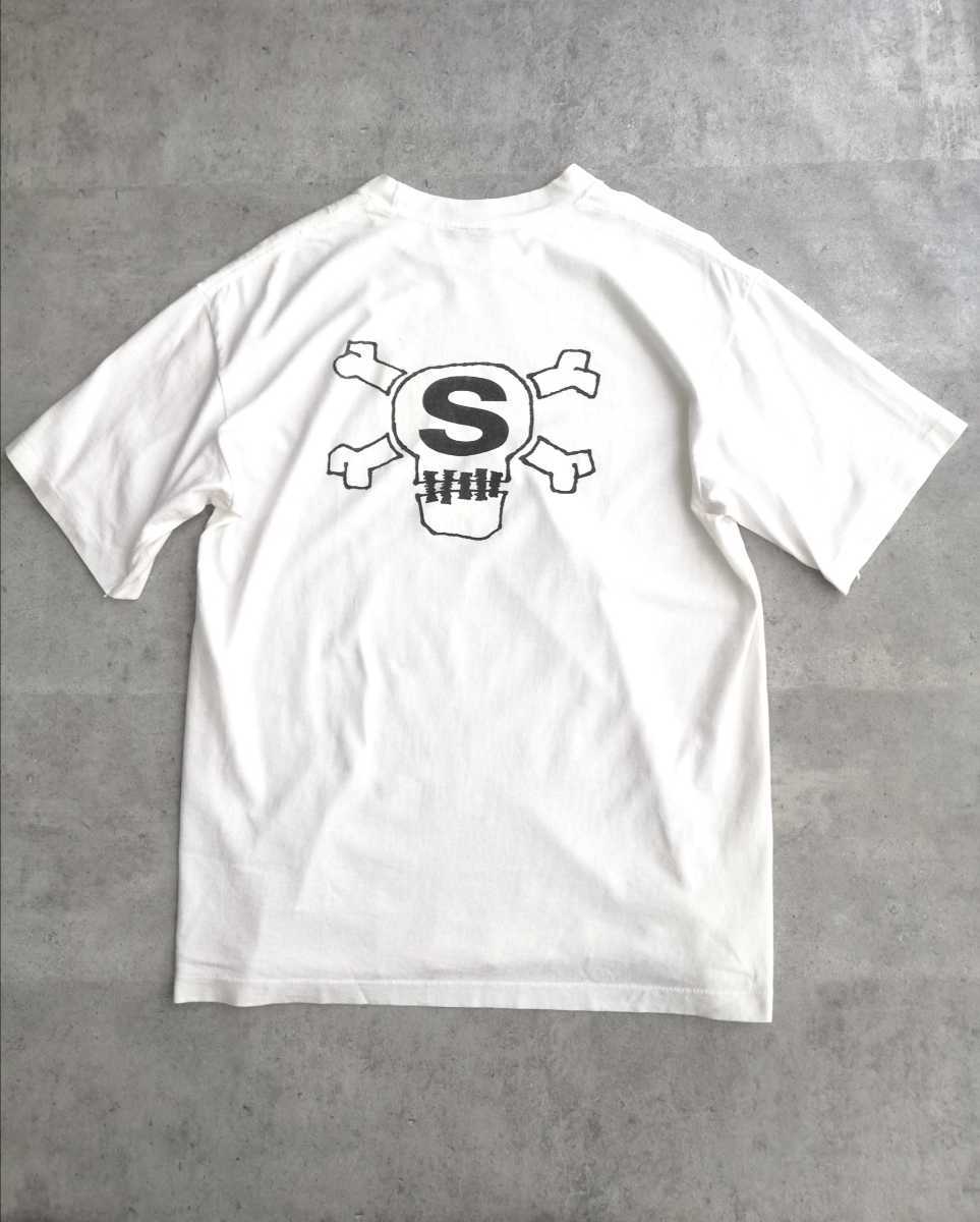 OLD STUSSY オリジナル 黒タグ スカル Tシャツ L 白 ヴィンテージ USA
