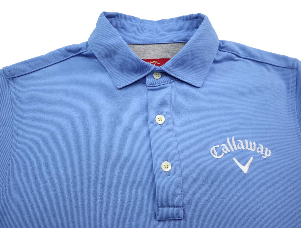半袖ポロシャツ ポロシャツ キャロウェイ Callaway 半袖 総柄 ゴルフウェア 美品 ゴルフ L - M 美品テーラーメイド ライト 水色 シャツ・ポロシャツ（ブランドキャロウェイ・カラーブルー