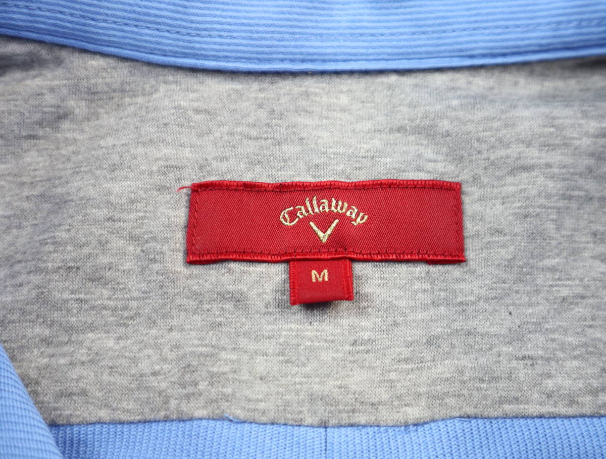 半袖ポロシャツ ポロシャツ キャロウェイ Callaway 半袖 総柄 ゴルフウェア 美品 ゴルフ L - M 美品テーラーメイド ライト 水色 シャツ・ポロシャツ（ブランドキャロウェイ・カラーブルー