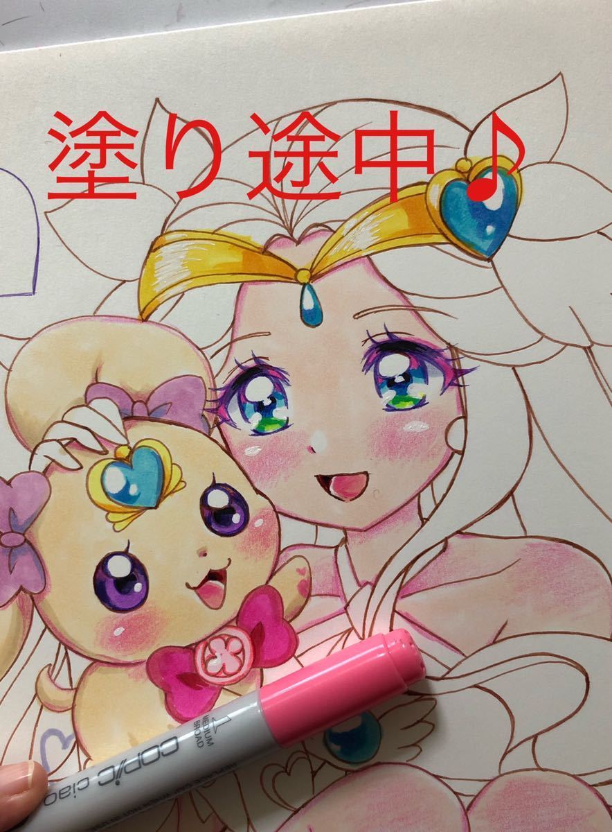 同人手描きイラスト ヒーリングっどプリキュア キュアアース ラテ ケント紙 手描きイラスト 売買されたオークション情報 Yahooの商品情報をアーカイブ公開 オークファン Aucfan Com