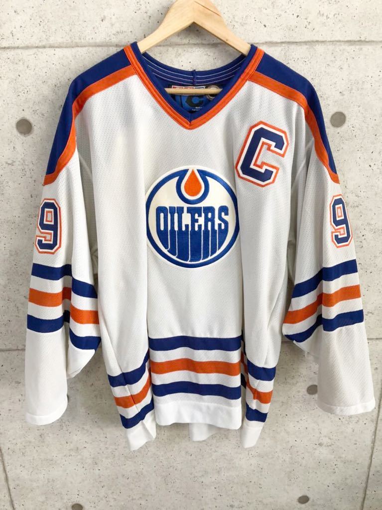 定番人気，HOT 激レア 90's CCM製 NHL Edmonton Oilers エドモントン オイラーズ カナダ製 ゲームシャツ Lサイズ ヴィンテージ アイスホッケー(アイスホッケー)｜売買されたオークション情報、yahooの商品情報を アイスホッケー