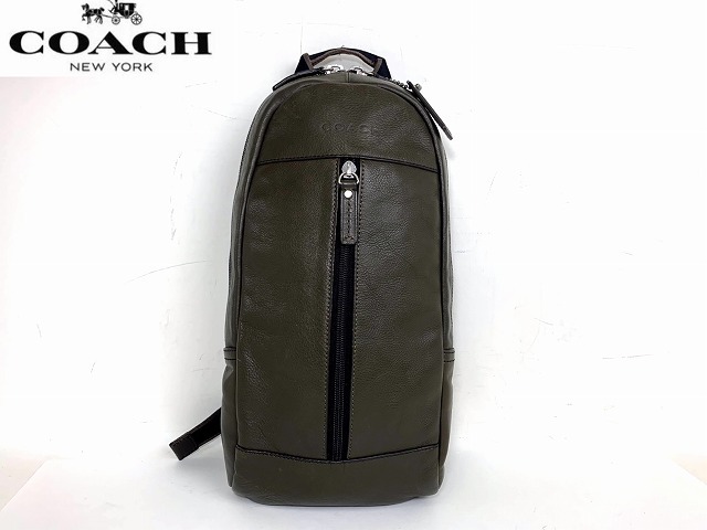 1円～！美品☆コーチ メンズ COACH ヘリテージ ウェブ レザー スリング